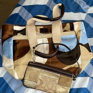 Excellent condition coach bag few spots in blue bottom